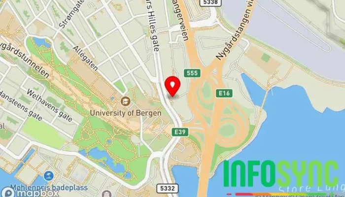 kart over Statens vegvesen region Vest Biltilsynet i Bergen