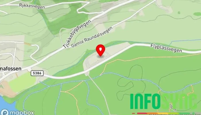 kart over Statens vegvesen, Voss trafikkstasjon Utsteder av førerkort, Etat for kjøretøyregistrering i Voss