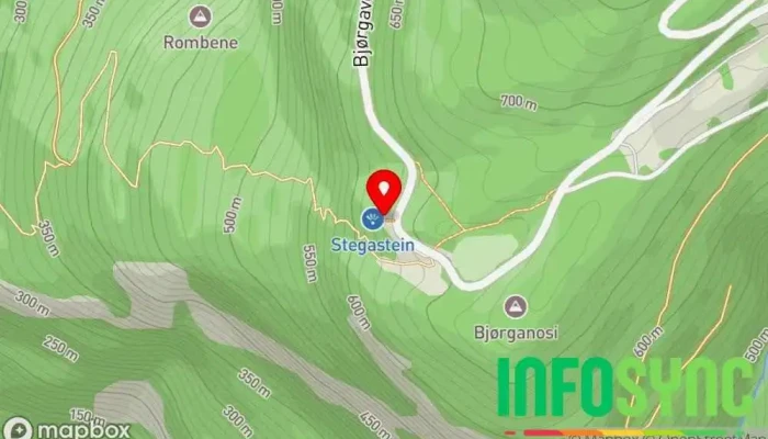kart over Stegastein Utsiktspunkt, Turistattraksjon i Aurland