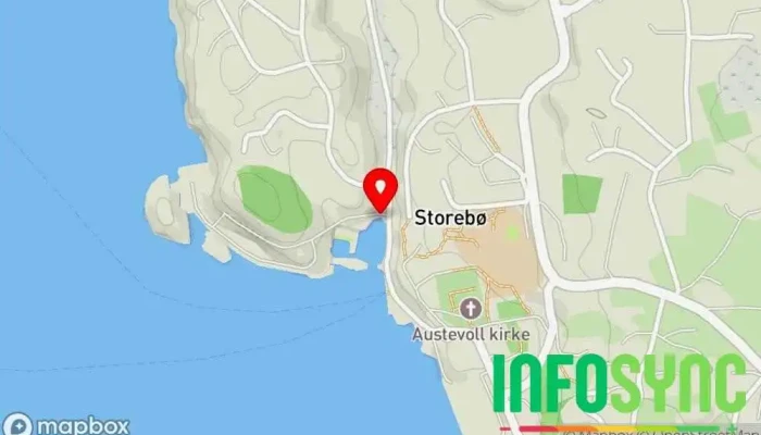 kart over Storebø Brygge Gjestehavn Lystbåthavn, Boligblokk i Storebø
