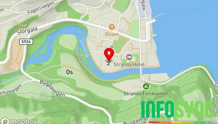 kart over Stranda Bussholdeplass i Stranda