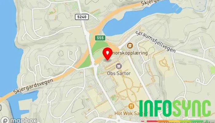 kart over Straume bussterminal Bussbillettbyrå i Straume