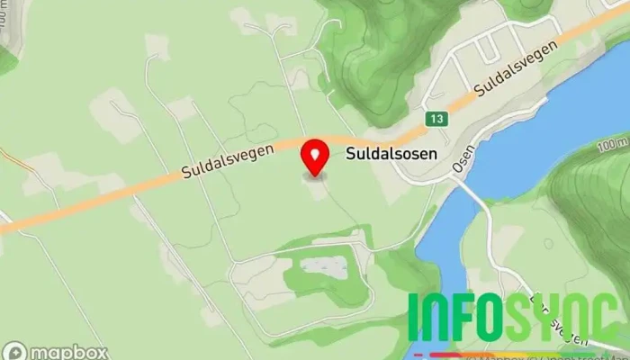 kart over Suldal Stillas AS Hovedkontor i Suldalsosen