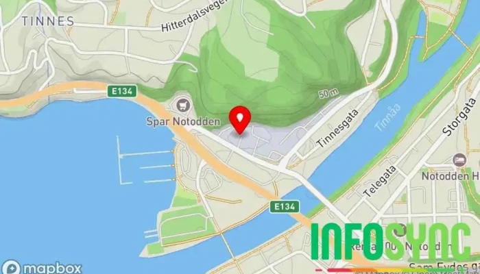 kart over Telemark Byggutleie TBU - lift, stillas og byggeplass Bygningsmaskinutleie, Leverandør av bygg- og anleggsutstyr, Stillasservice i Notodden