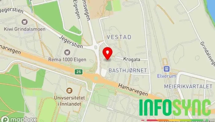 kart over Thon Partner Elgstua Hotell i Elverum