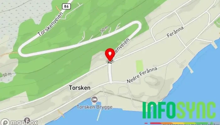 kart over Torsken krysset Utsiktspunkt i Torsken