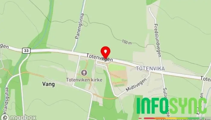 kart over Totenviken skole Totenvegen Bussholdeplass i Skreia