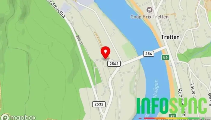 kart over Tretten Jernbanestasjon i Tretten