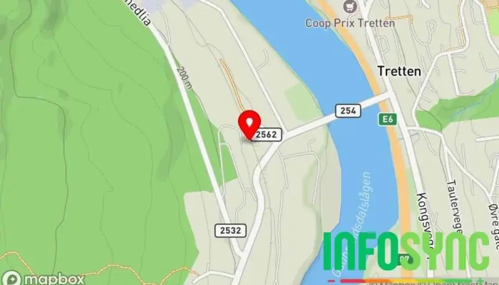 kart over Tretten stasjon Offentlig transport i Tretten