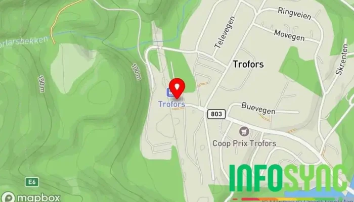 kart over Trofors stasjon Jernbanestasjon i Trofors