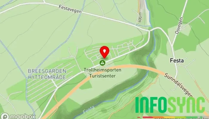 kart over Trollheimsporten Turistsenter AS Campingplass i Oppdal