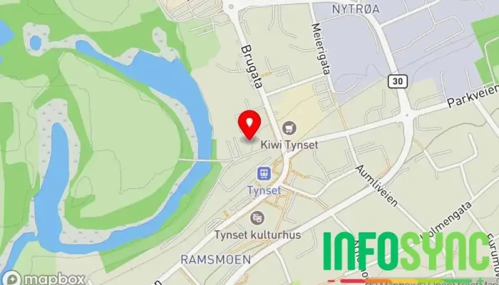 kart over Turoperatøren Hit & Dit AS Turoperatør, Bussreiseselskap, Cruisebyrå, Eventbyrå i Tynset