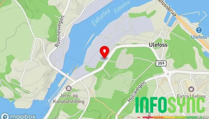 kart over Ulefos AS Produsent av maskindeler i Ulefoss