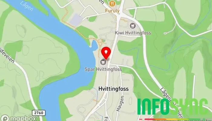 kart over UPS Access Point Frakt- og posttjeneste, Budtjeneste i Hvittingfoss