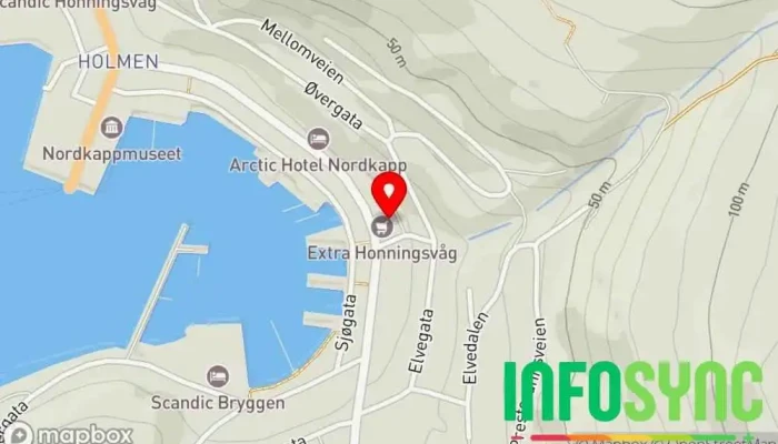 kart over UPS Access Point Frakt- og posttjeneste, Budtjeneste i Honningsvåg