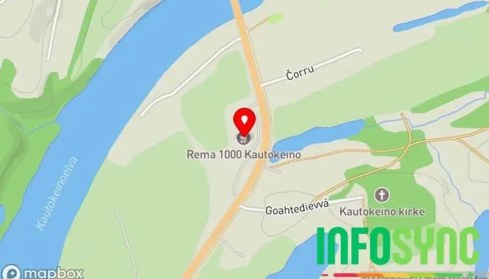 kart over UPS Access Point Frakt- og posttjeneste, Budtjeneste i Kautokeino