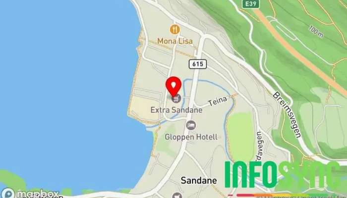 kart over UPS Access Point Frakt- og posttjeneste, Budtjeneste i Sandane