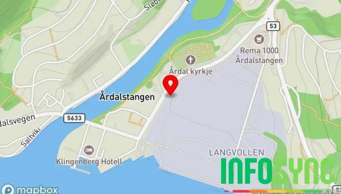 kart over UPS Access Point Frakt- og posttjeneste, Budtjeneste i Årdalstangen