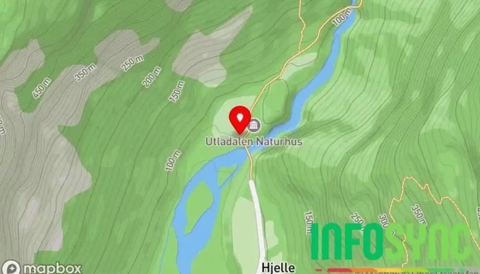 kart over Utladalen Naturhus Kafé i Øvre Årdal