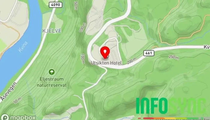 kart over Utsikten Kvinesdal Observasjonsdekk i Kvinesdal