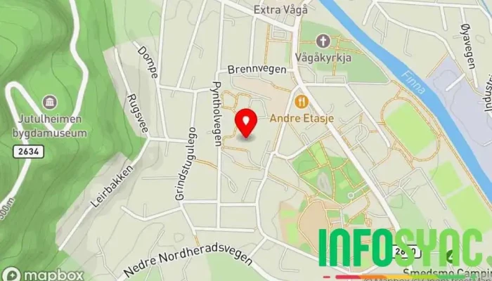 kart over Vågå kommune helse og Omsorgssektoren  i Vågå