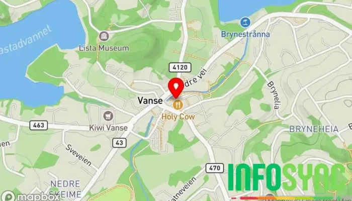 kart over Vanse rutebilgården Bussholdeplass i Vanse