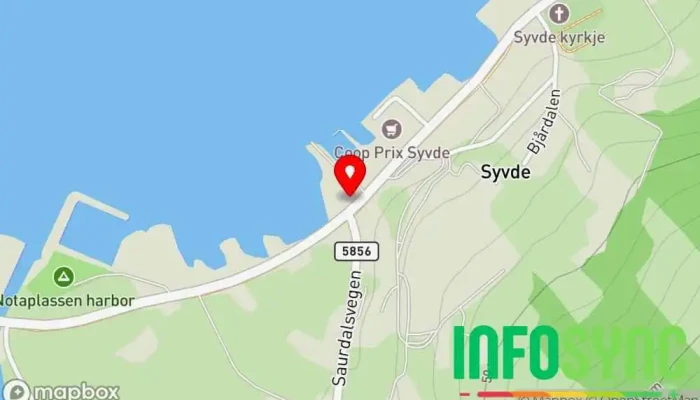 kart over Vanylven Rekneskap AS Hovedkontor i Syvde