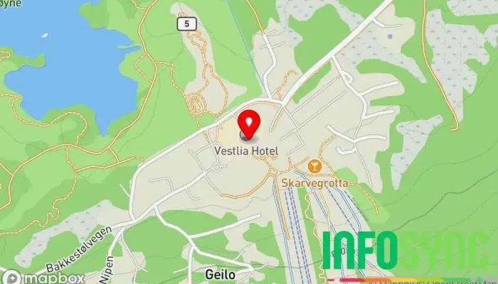 kart over Vestlia Resort Hotell i Geilo