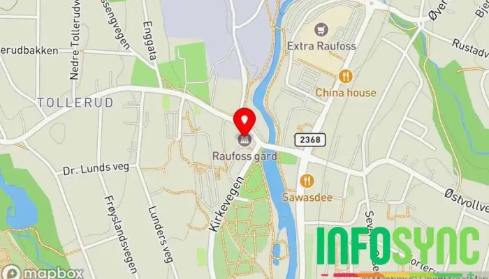 kart over Vestre Toten Frivilligsentral BA Ideell organisasjon i Raufoss