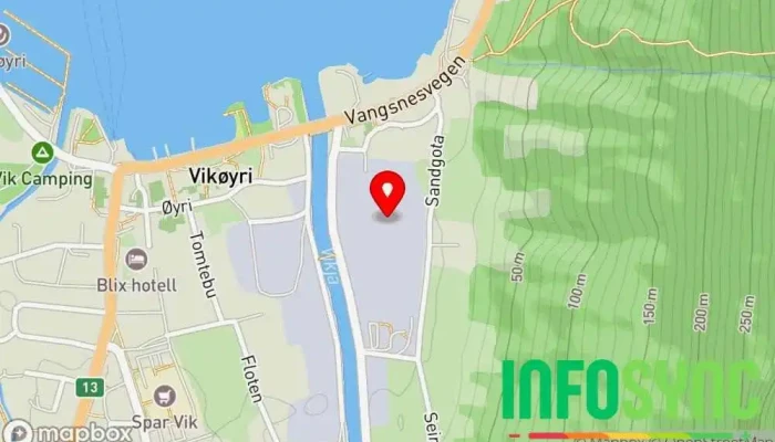 kart over Vik Rekneskap AS Regnskapskontor i Vik i Sogn