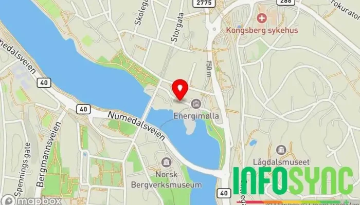 kart over Viken Fiber AS Avd Kongsberg  i Kongsberg