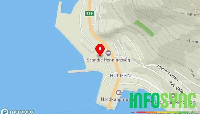 kart over Visit Nordkapp AS Turistinformasjon, Arrangør av utendørsaktiviteter i Honningsvåg