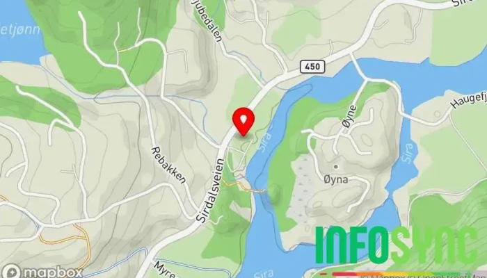 kart over VisitSirdal365 AS Turistinformasjon, Besøkssenter i Tjørhom
