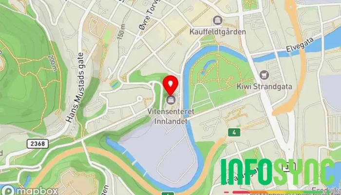 kart over Vitensenteret Innlandet Læringssenter, Opplæringssenter i Gjøvik