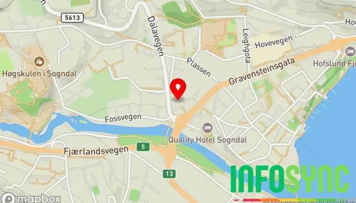 kart over Vy buss AS avd Sogn Bussreiseselskap i Sogndal