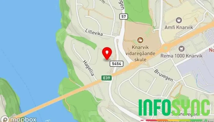 kart over Vy buss avd. Nordhordland Busselskap i Isdalstø