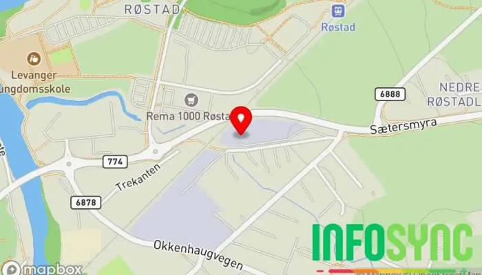 kart over Vy buss Levanger Busselskap i Levanger