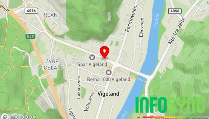 kart over YX Vigeland Bensinstasjon i Sør-audnedal